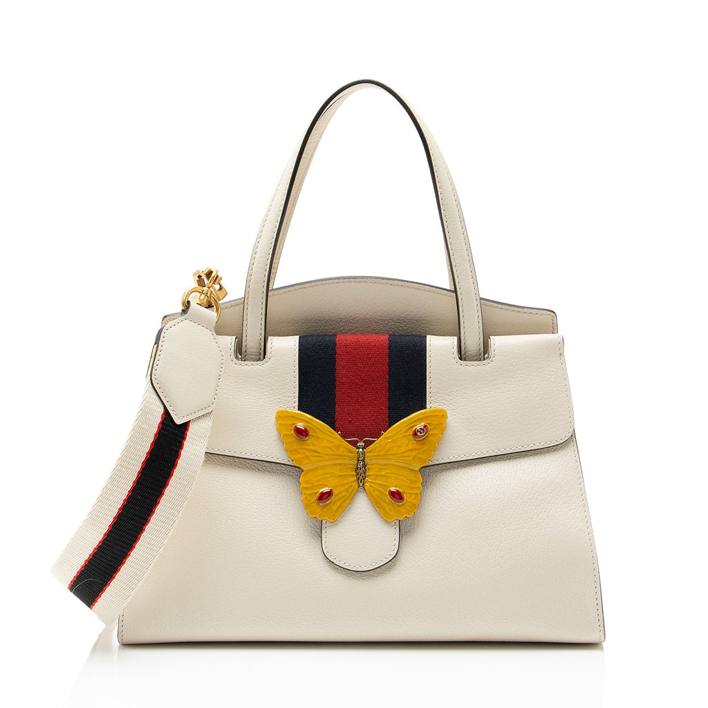 Gucci Leather Enamel Butterfly Linea Totem Top Handle