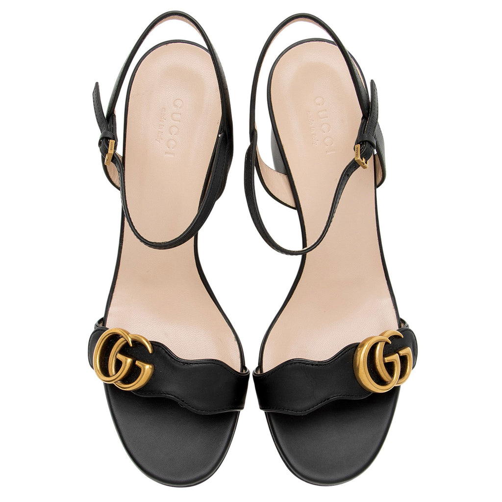 Gucci Leather GG Marmont Sandals - Size 8.5 / 38.5
