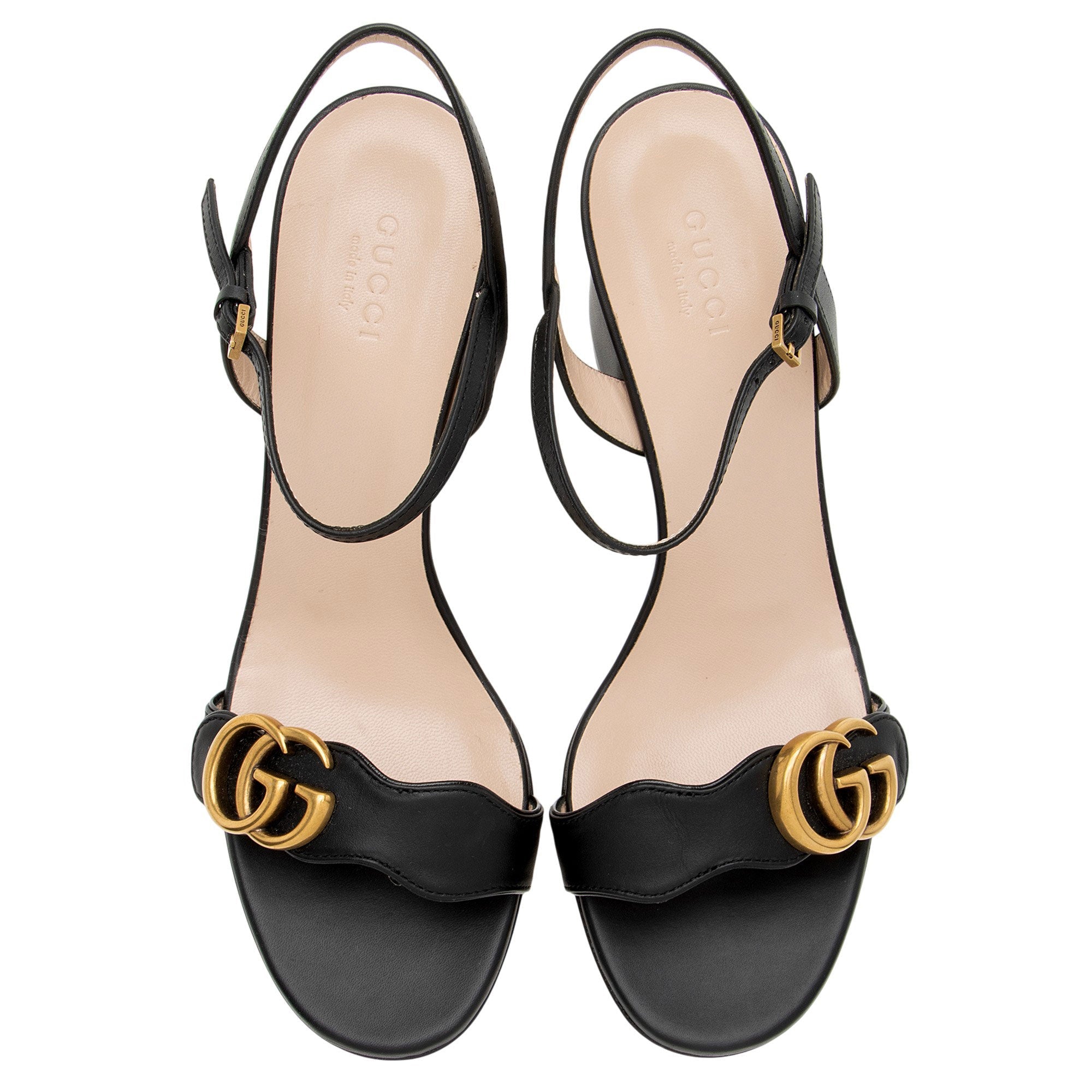Gucci Leather GG Marmont Sandals - Size 8.5 / 38.5