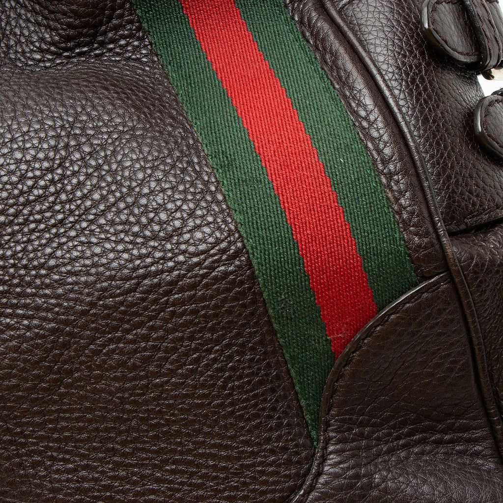 Gucci Leather Heritage Web Buckle Medium Satchel