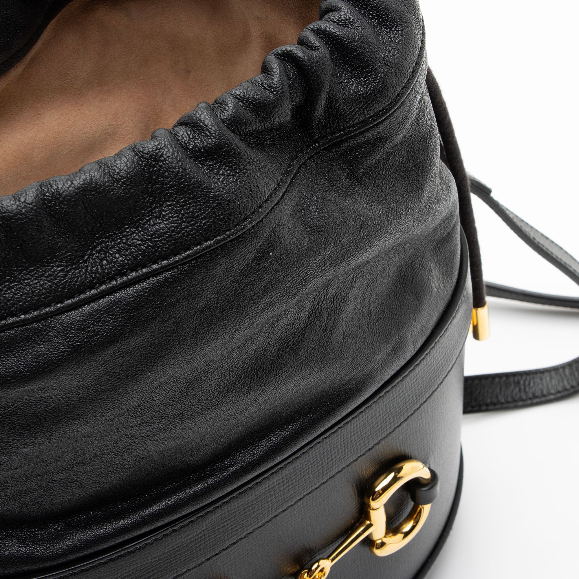 Gucci Leather Horsebit 1955 Drawstring Bucket Bag