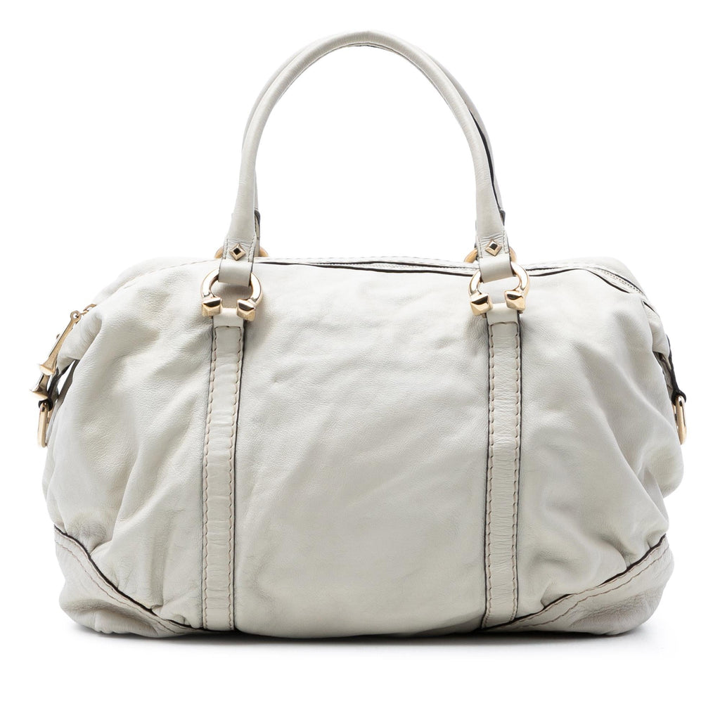 Gucci Leather Horsebit Nail Boston Bag