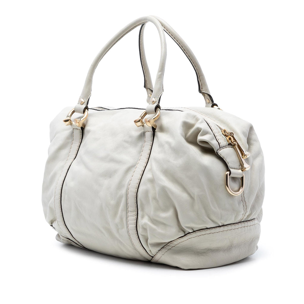 Gucci Leather Horsebit Nail Boston Bag