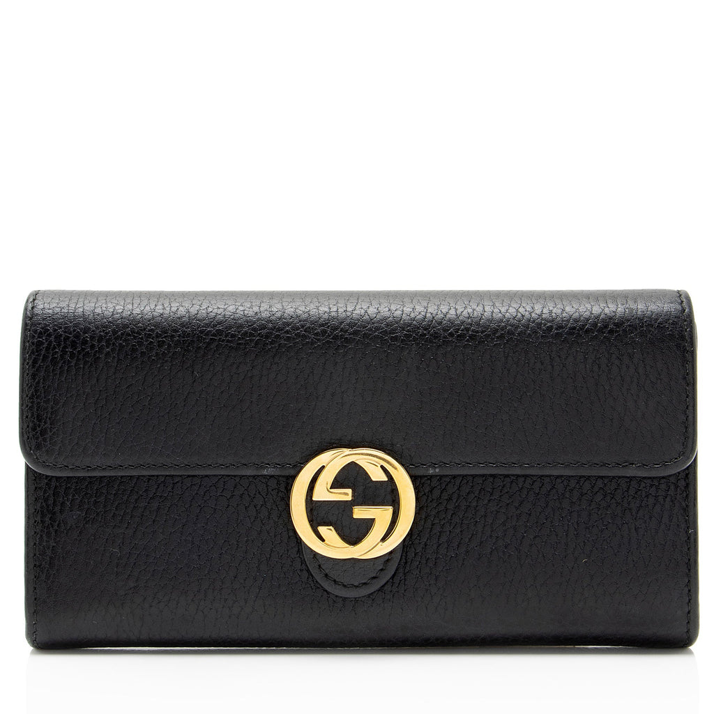 Gucci Leather Interlocking G Continental Wallet