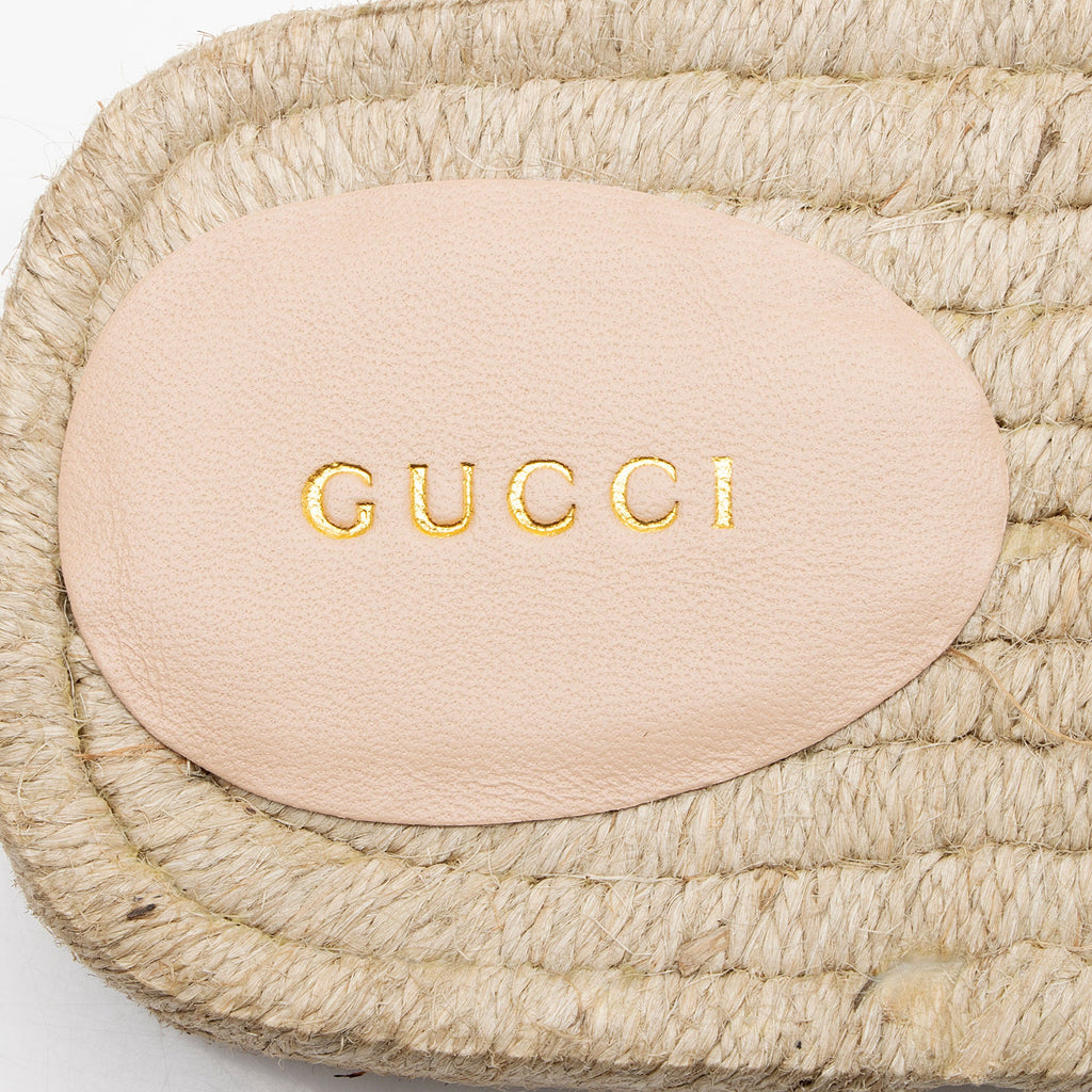 Gucci Leather Interlocking G Cutout Espadrille Slide Sandals - Size 10 / 40
