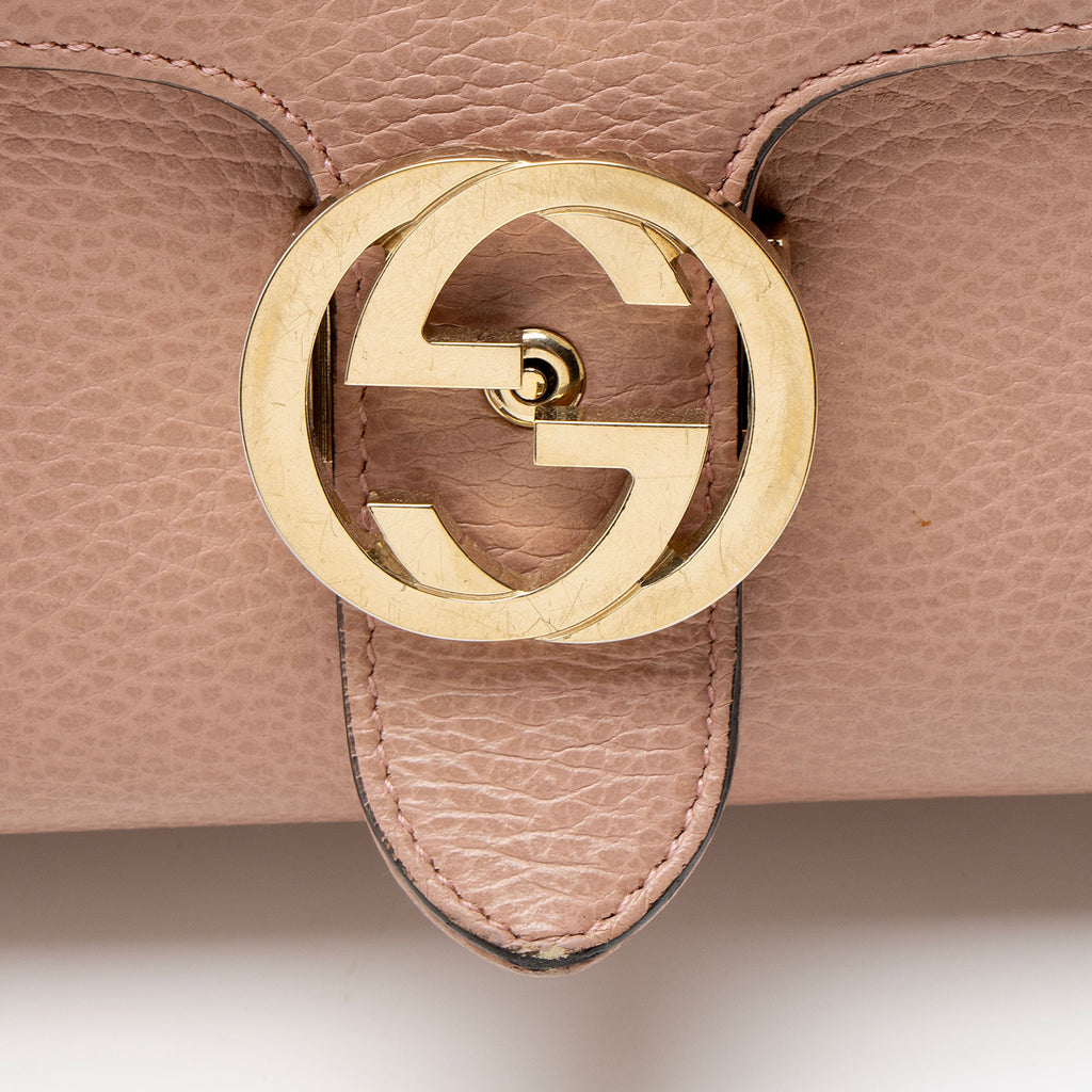 Gucci Leather Interlocking G Small Top Handle