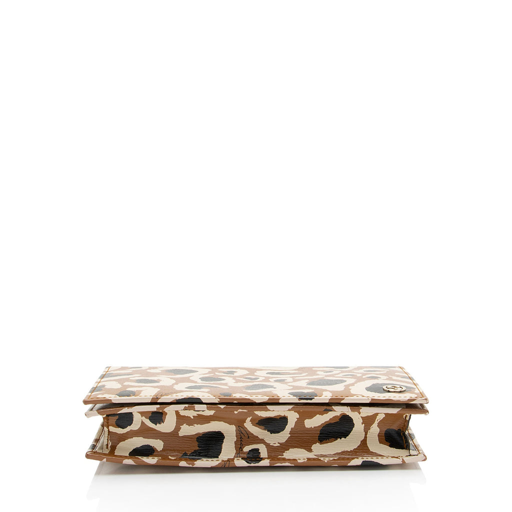 Gucci Leather Leopard Betty Wallet On Chain