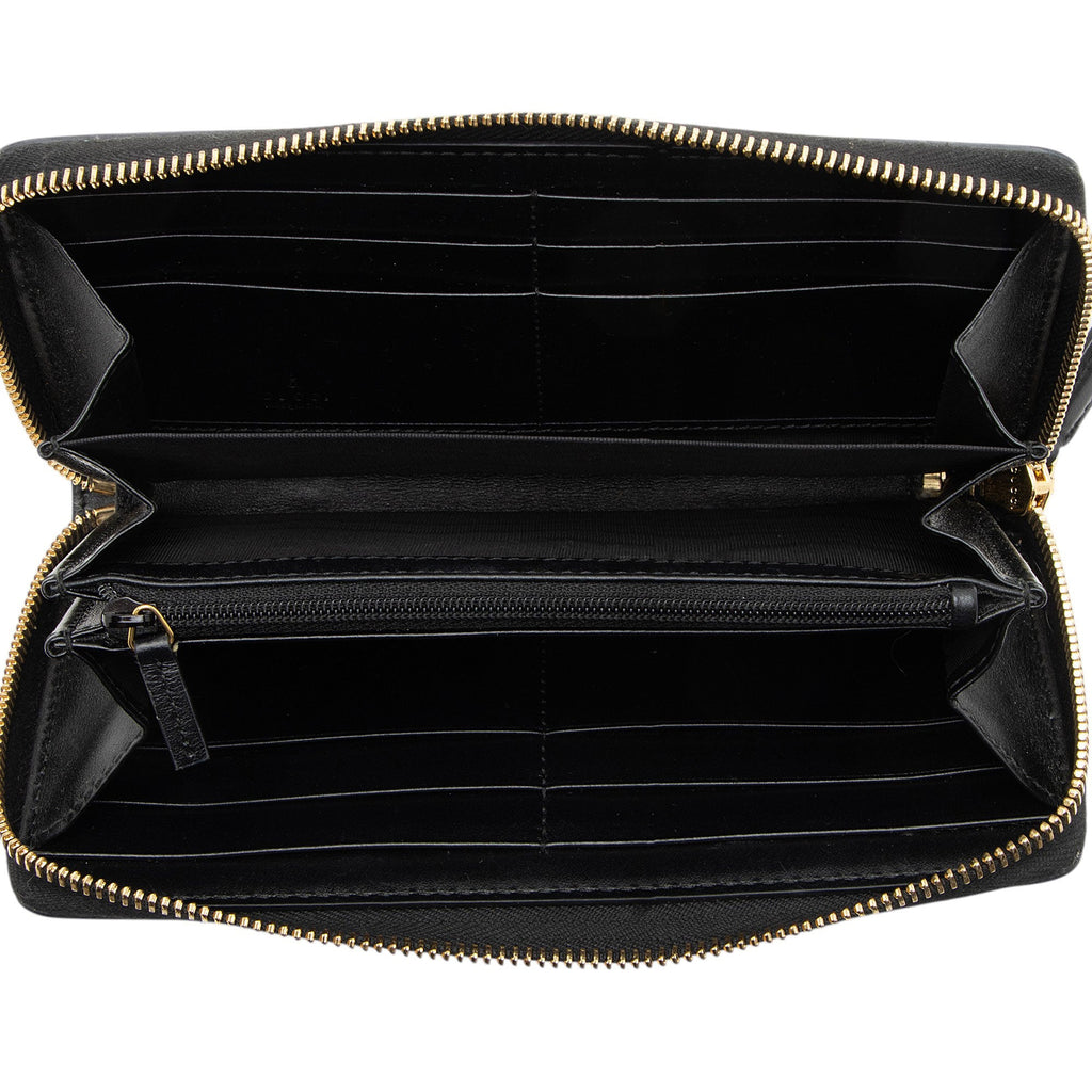 Gucci Leather Logo Print Zip Around Wallet