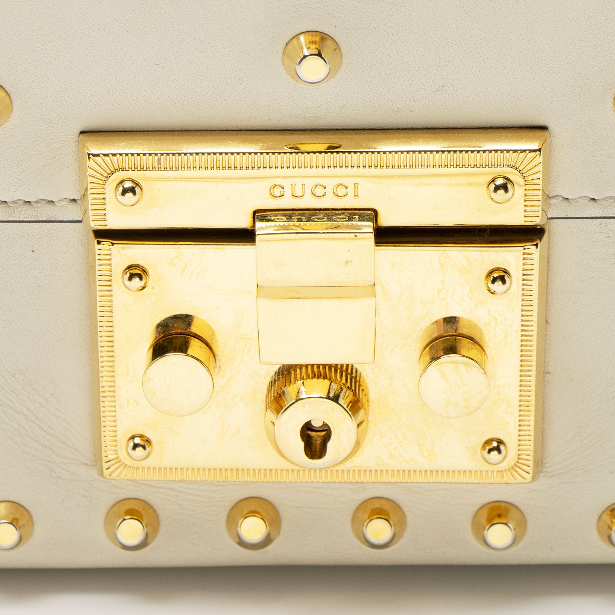 Gucci Leather Pearl Stud Padlock Small Shoulder Bag