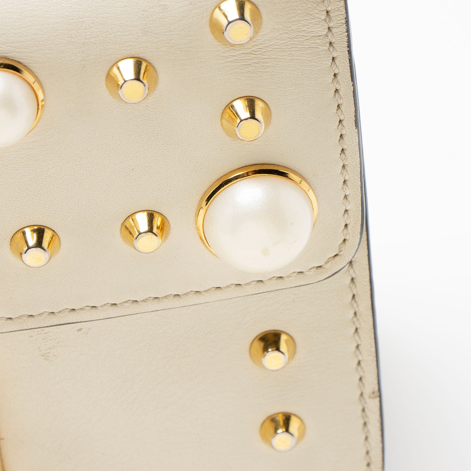 Gucci Leather Pearl Stud Padlock Small Shoulder Bag
