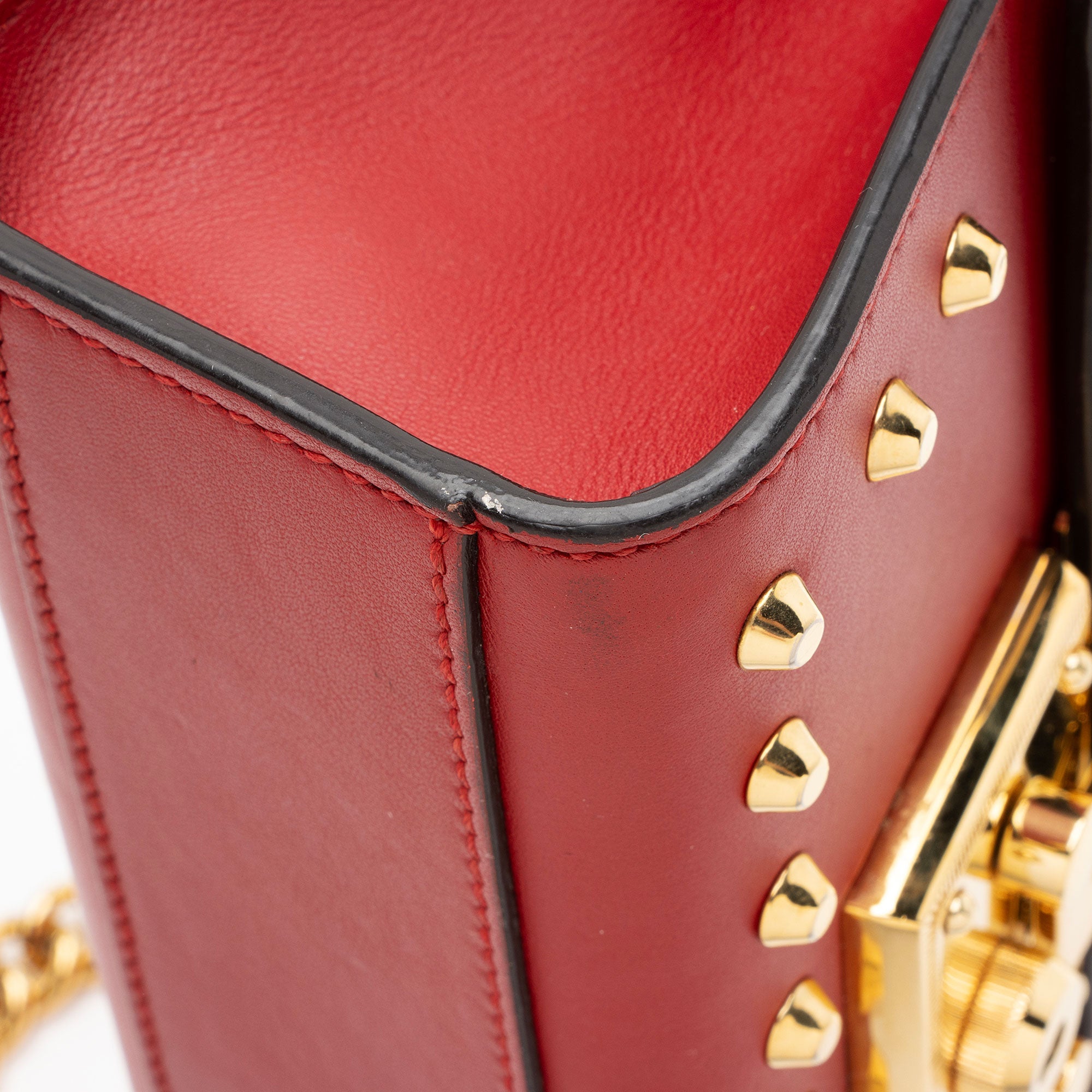 Gucci Leather Pearl Stud Padlock Small Shoulder Bag