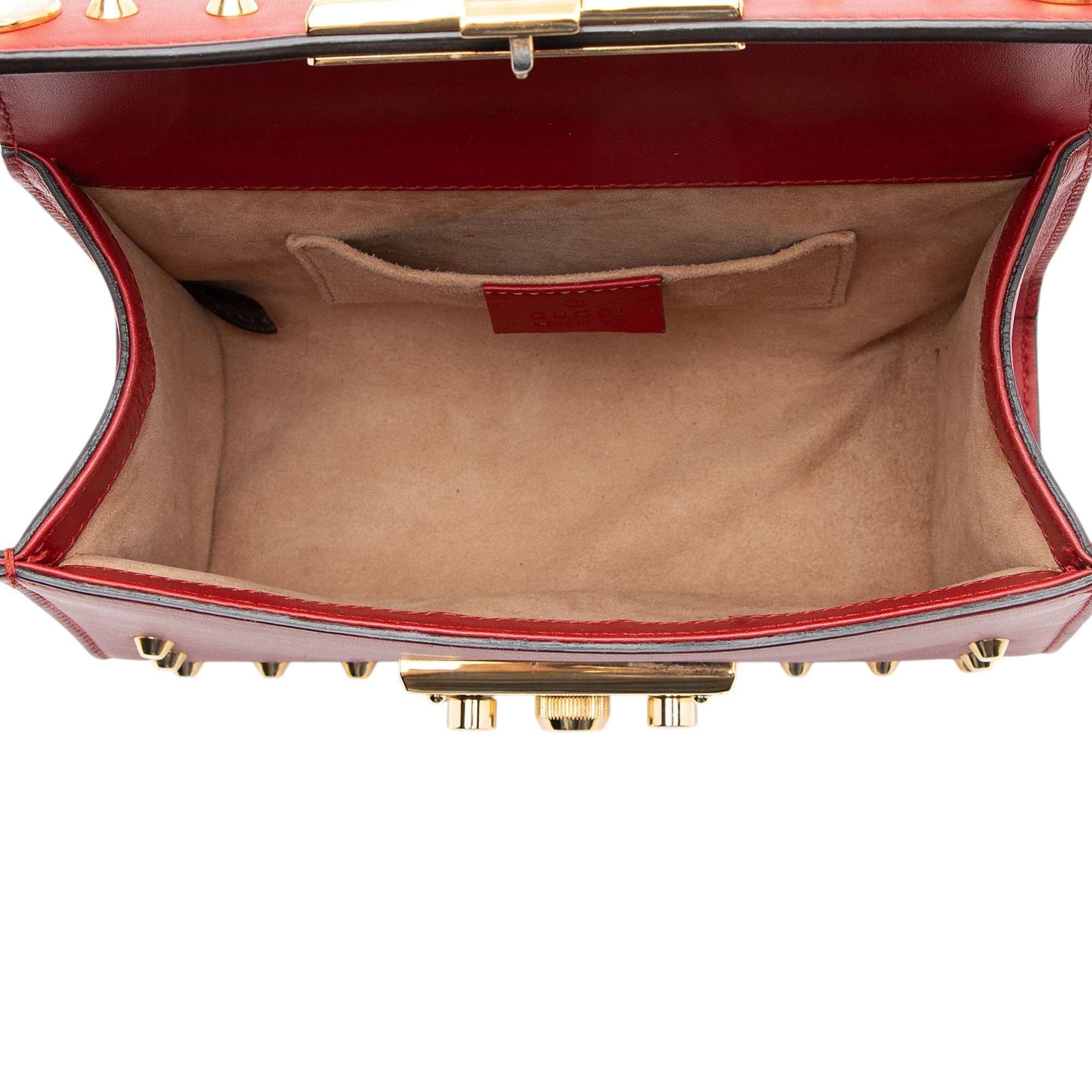 Gucci Leather Pearl Stud Padlock Small Shoulder Bag