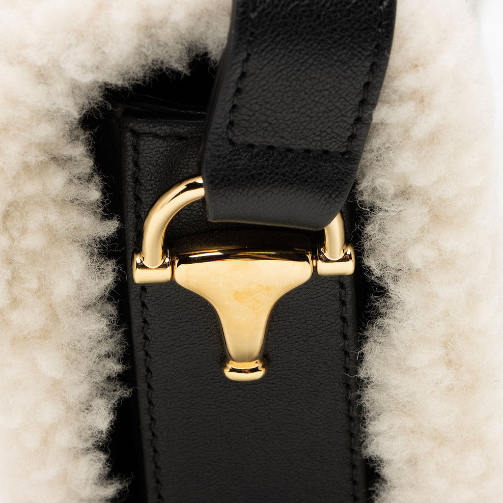 Gucci Leather Shearling Horsebit 1955 Small Bag