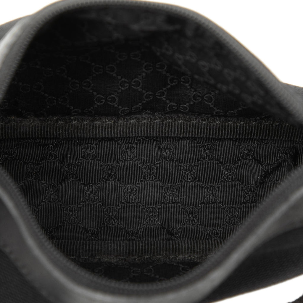 Gucci Leather Trimmed Canvas Shoulder Bag