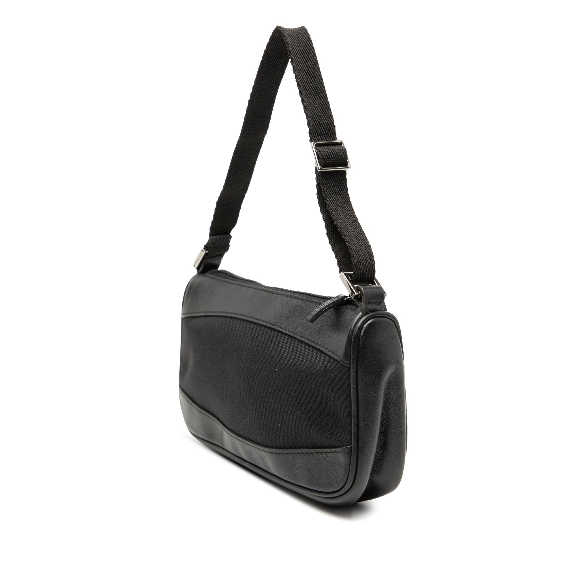 Gucci Leather Trimmed Canvas Shoulder Bag