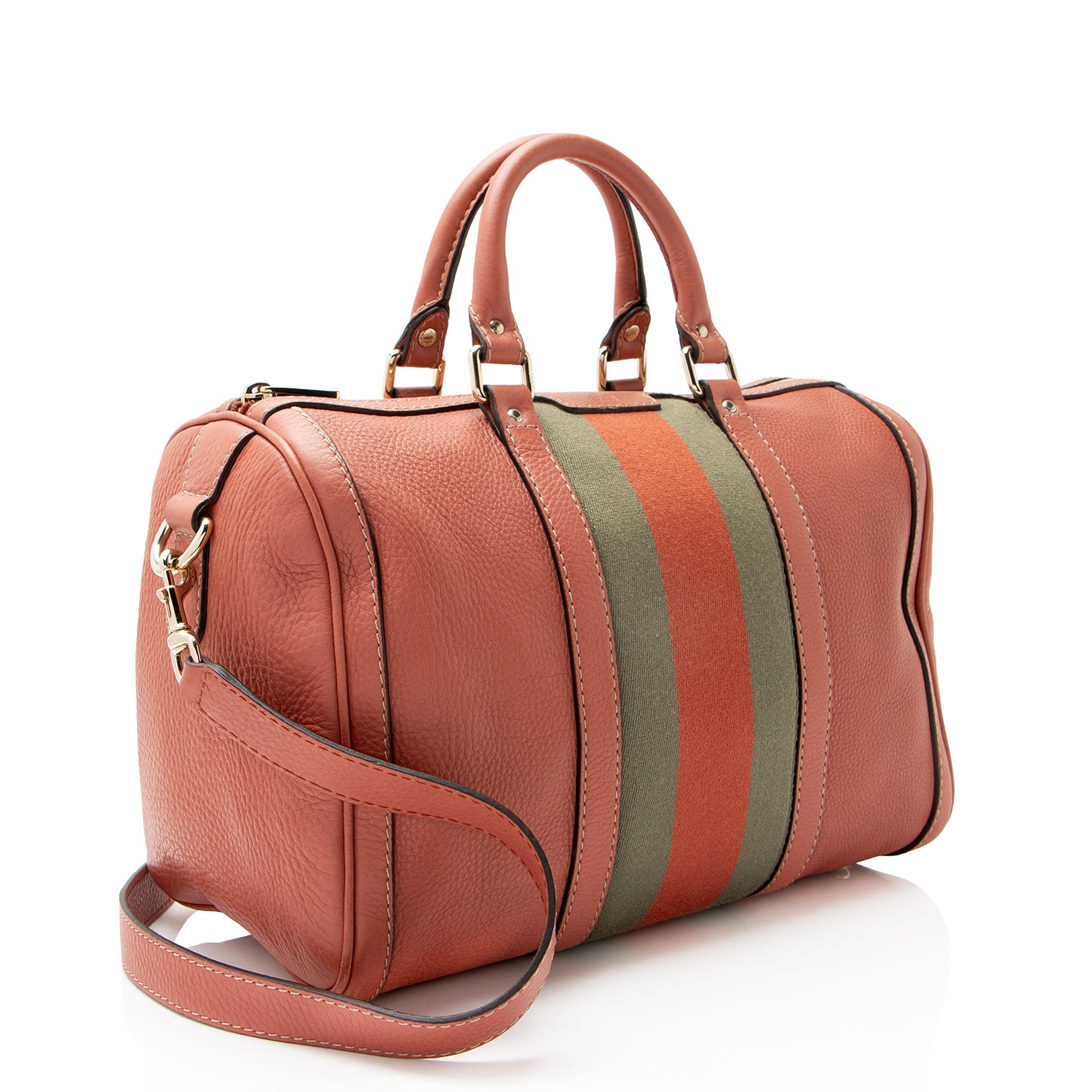 Gucci Leather Vintage Web Joy Medium Boston Bag