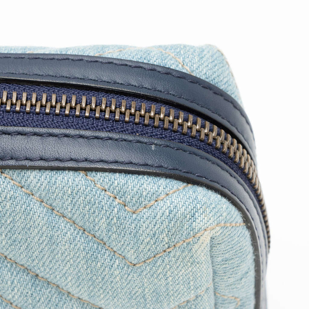 Gucci Matelasse Denim Pearl GG Marmont Cosmetic Case