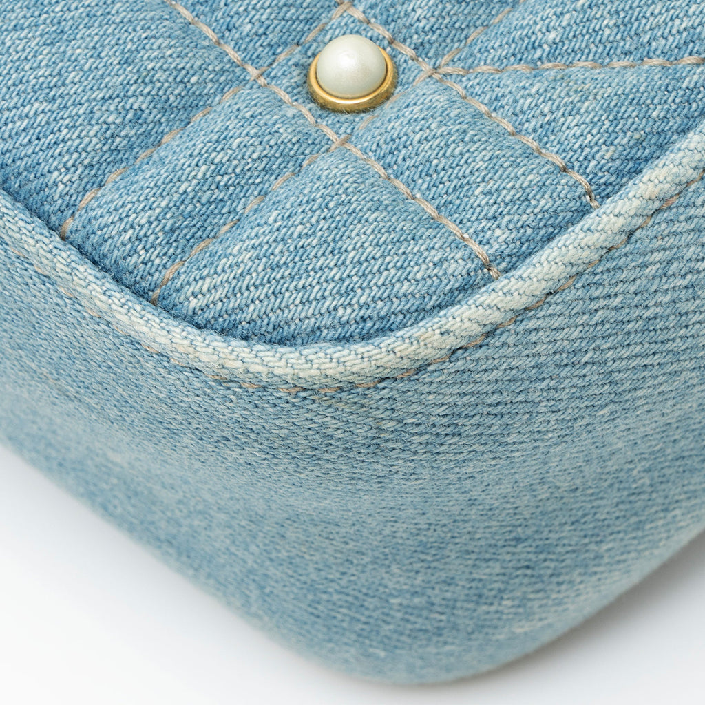 Gucci Matelasse Denim Pearl GG Marmont Medium Flap Bag
