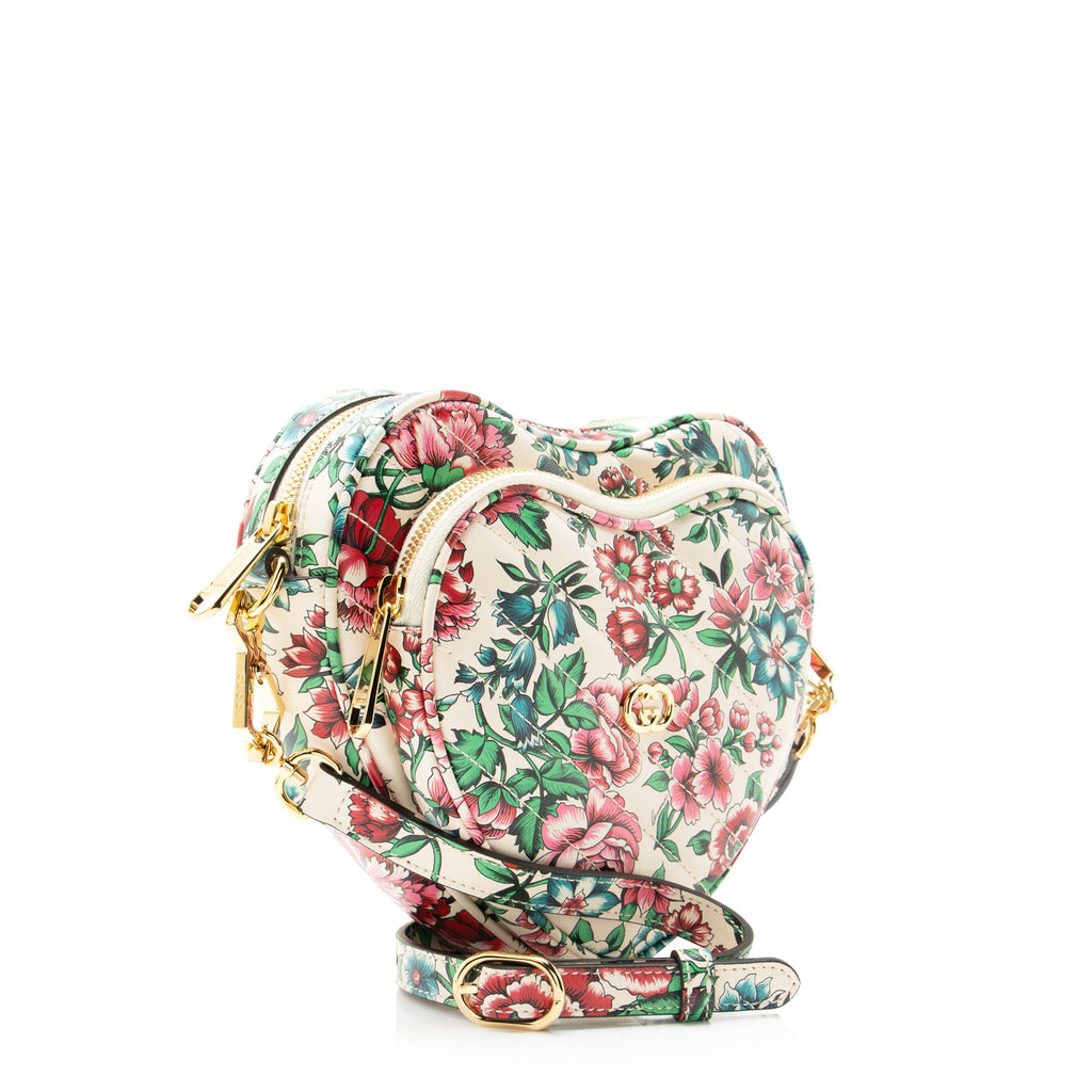 Gucci Matelasse Leather Brit Roses Interlocking G Heart Mini Shoulder Bag