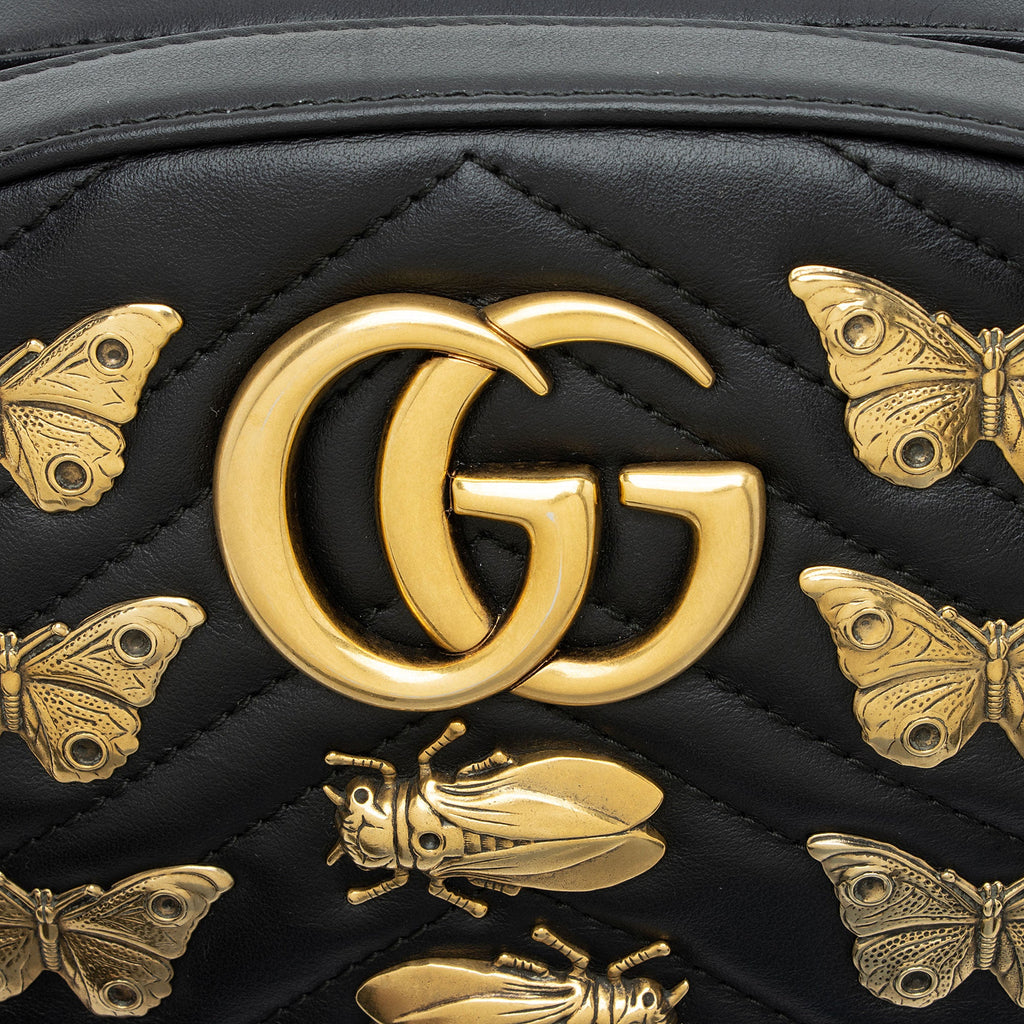 Gucci Matelasse Leather GG Marmont Animal Studs Belt Bag - Size 34 / 75