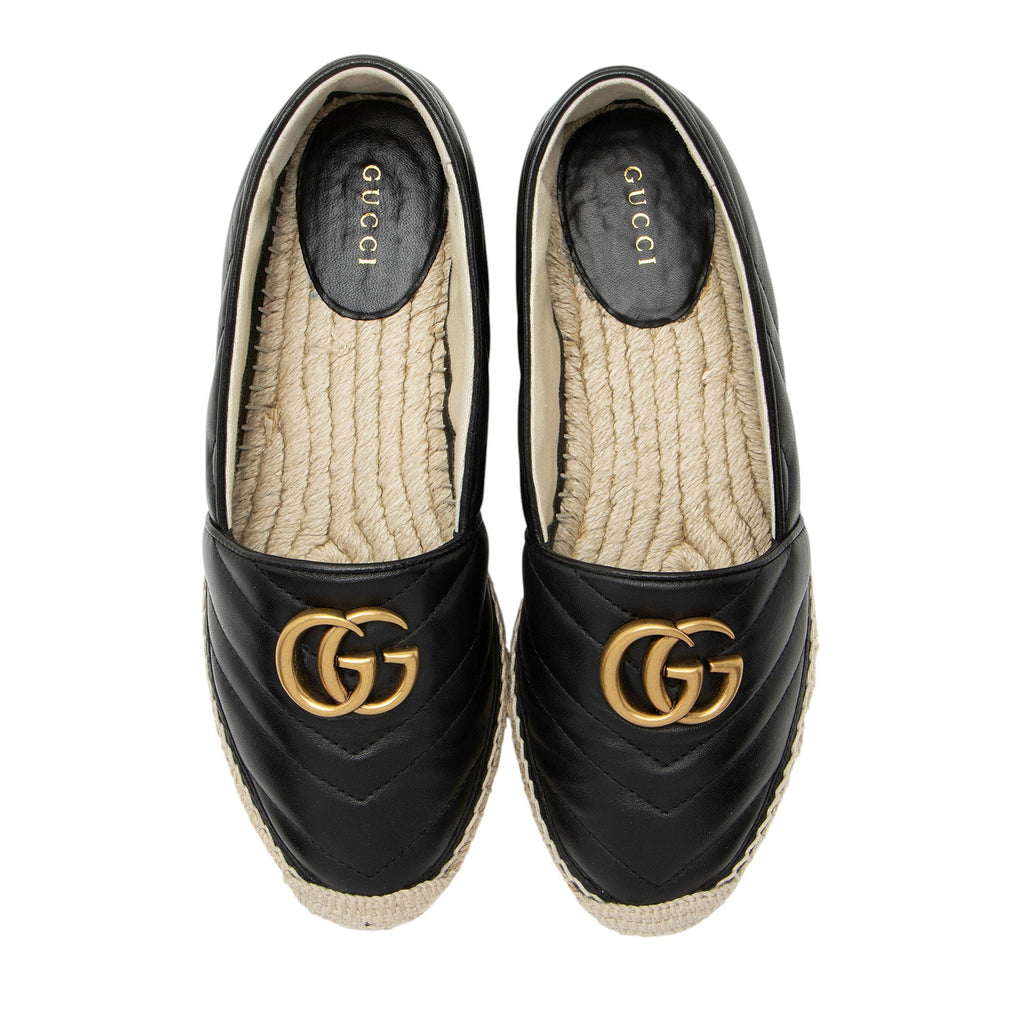 Gucci Matelasse Leather GG Marmont Espadrilles - Size 6.5 / 36.5