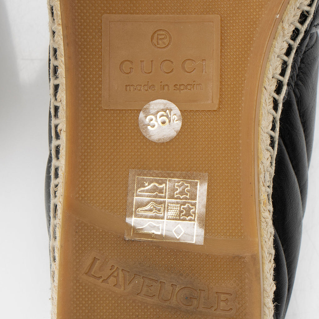 Gucci Matelasse Leather GG Marmont Espadrilles - Size 6.5 / 36.5