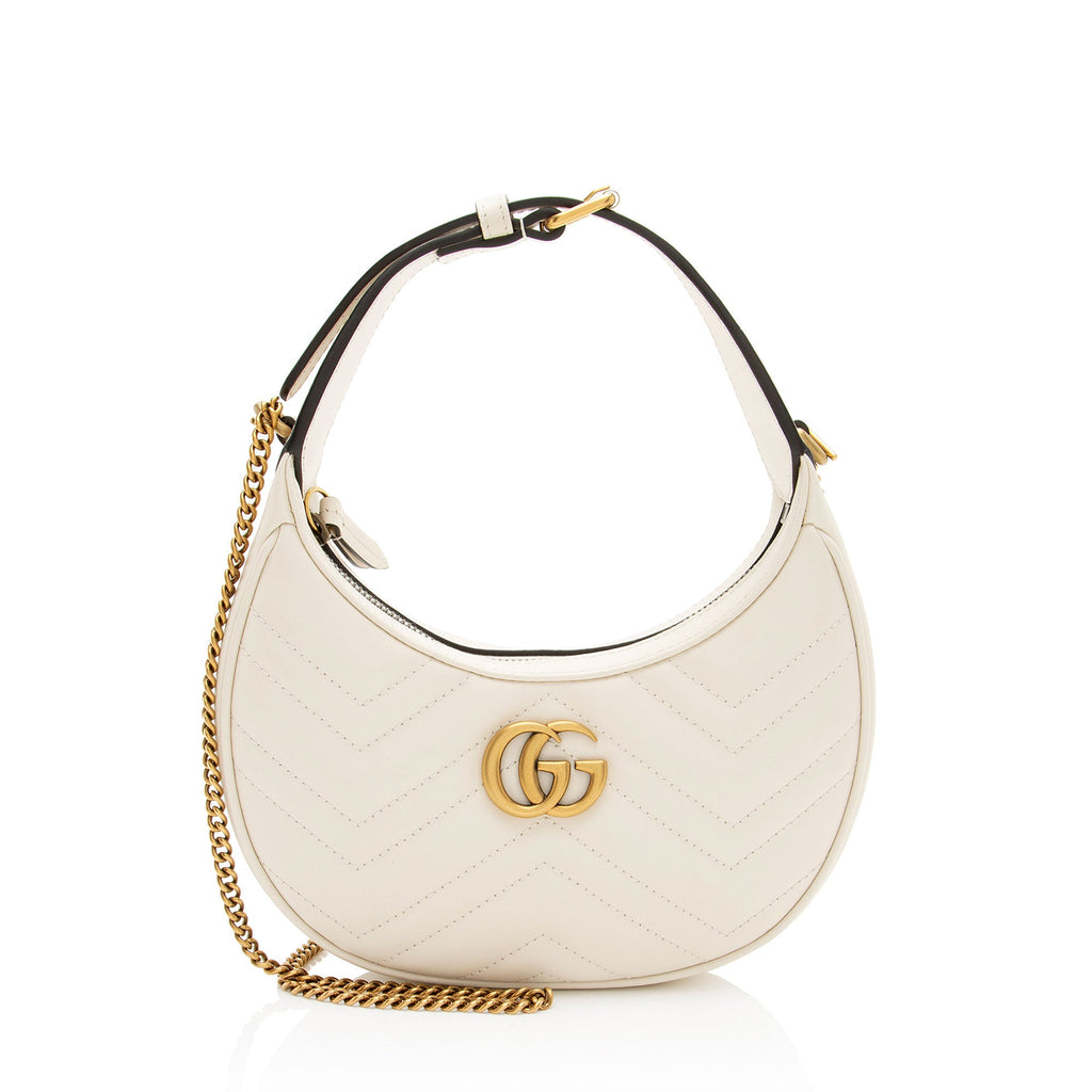 Gucci Matelasse Leather GG Marmont Half Moon Mini Shoulder Bag