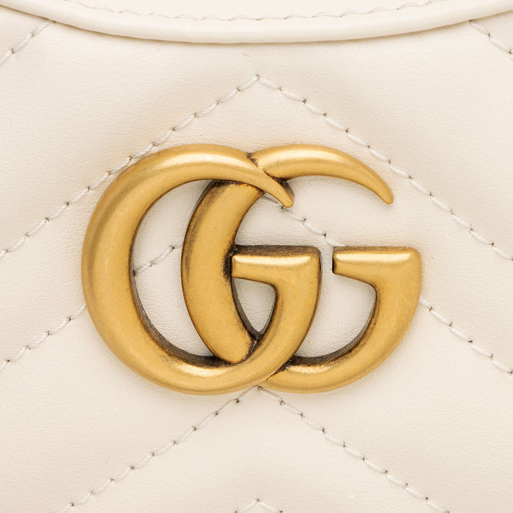 Gucci Matelasse Leather GG Marmont Half Moon Mini Shoulder Bag