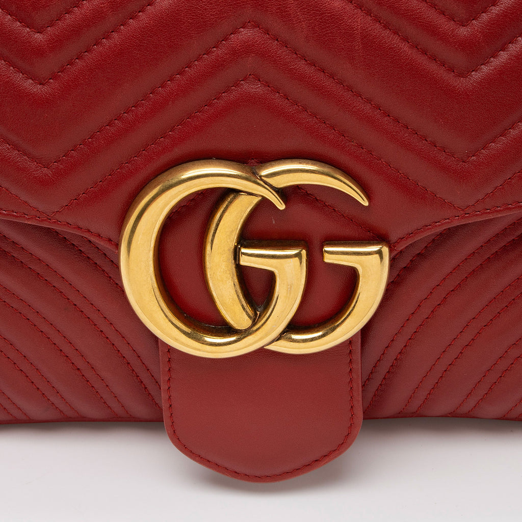 Gucci Matelasse Leather GG Marmont Medium Flap Bag (SHF-nwt9t4)
