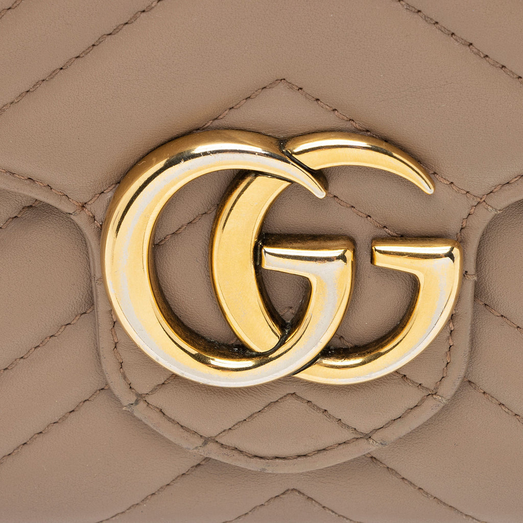 Gucci Matelasse Leather GG Marmont Mini Chain Shoulder Bag (SHF-bJF41o)