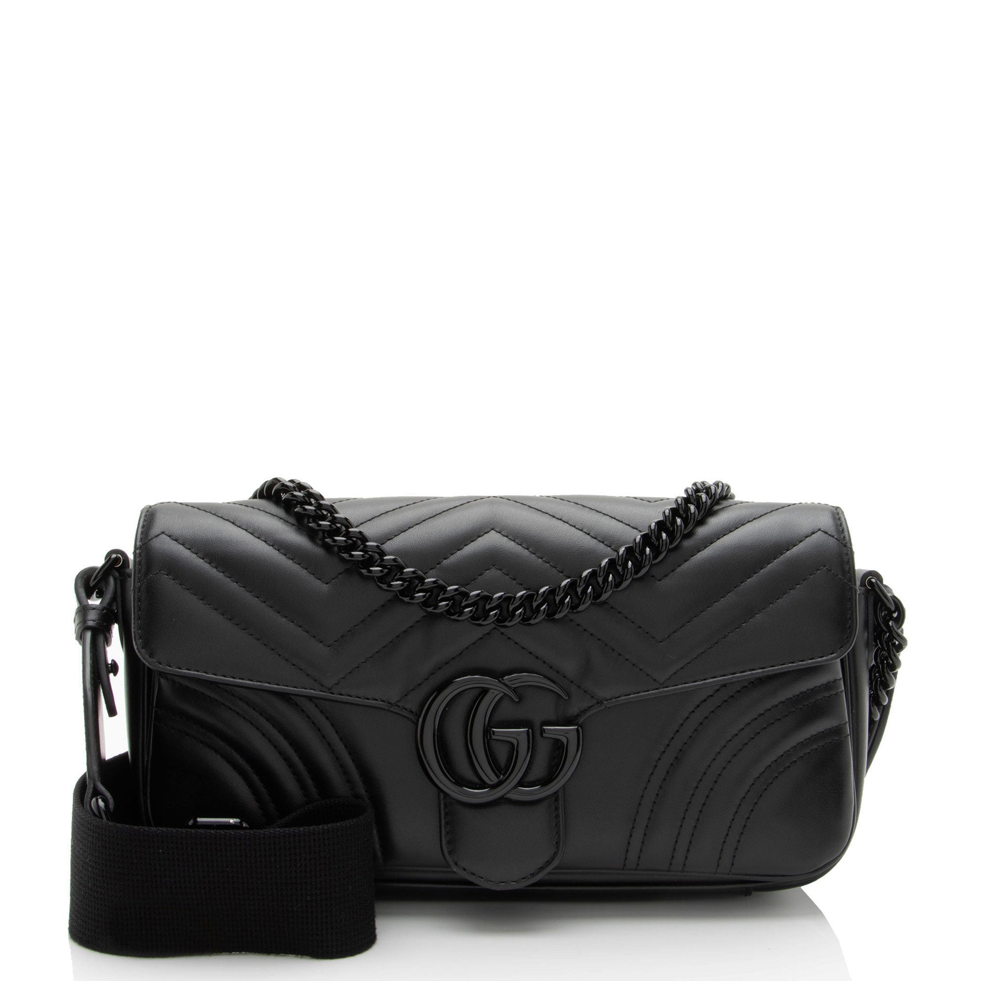 Gucci Matelasse Leather GG Marmont Monochrome Small Flap Bag
