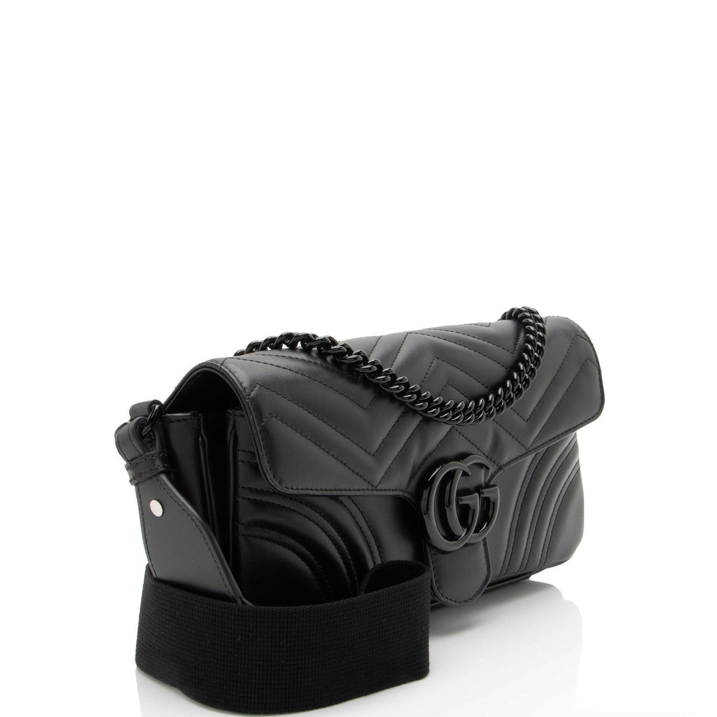 Gucci Matelasse Leather GG Marmont Monochrome Small Flap Bag