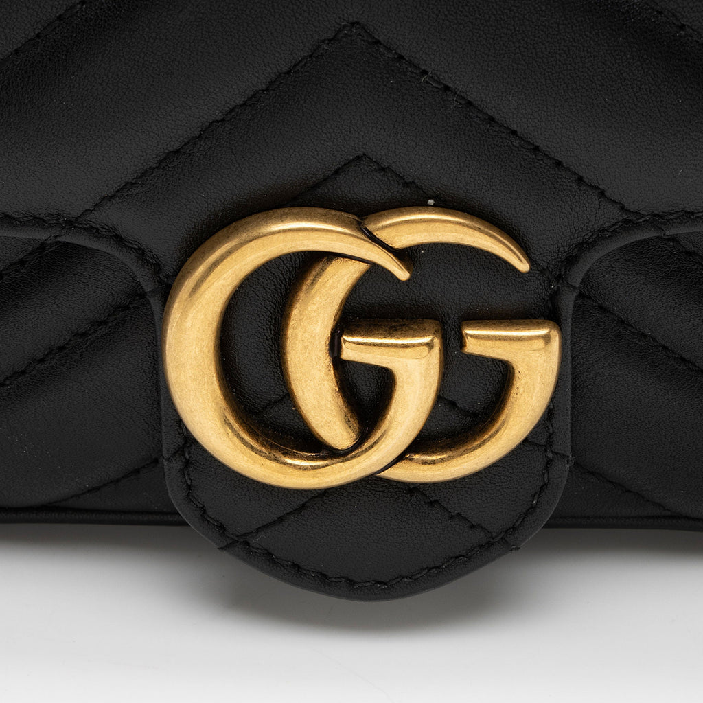 Gucci Matelasse Leather GG Marmont Super Mini Flap Bag (SHF-fWvNlT)