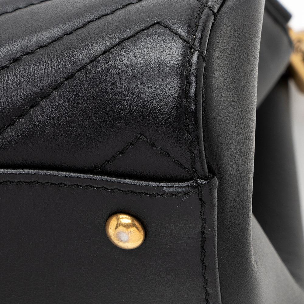 Gucci Matelasse Leather GG Marmont Top Handle Small Satchel (SHF-19560)
