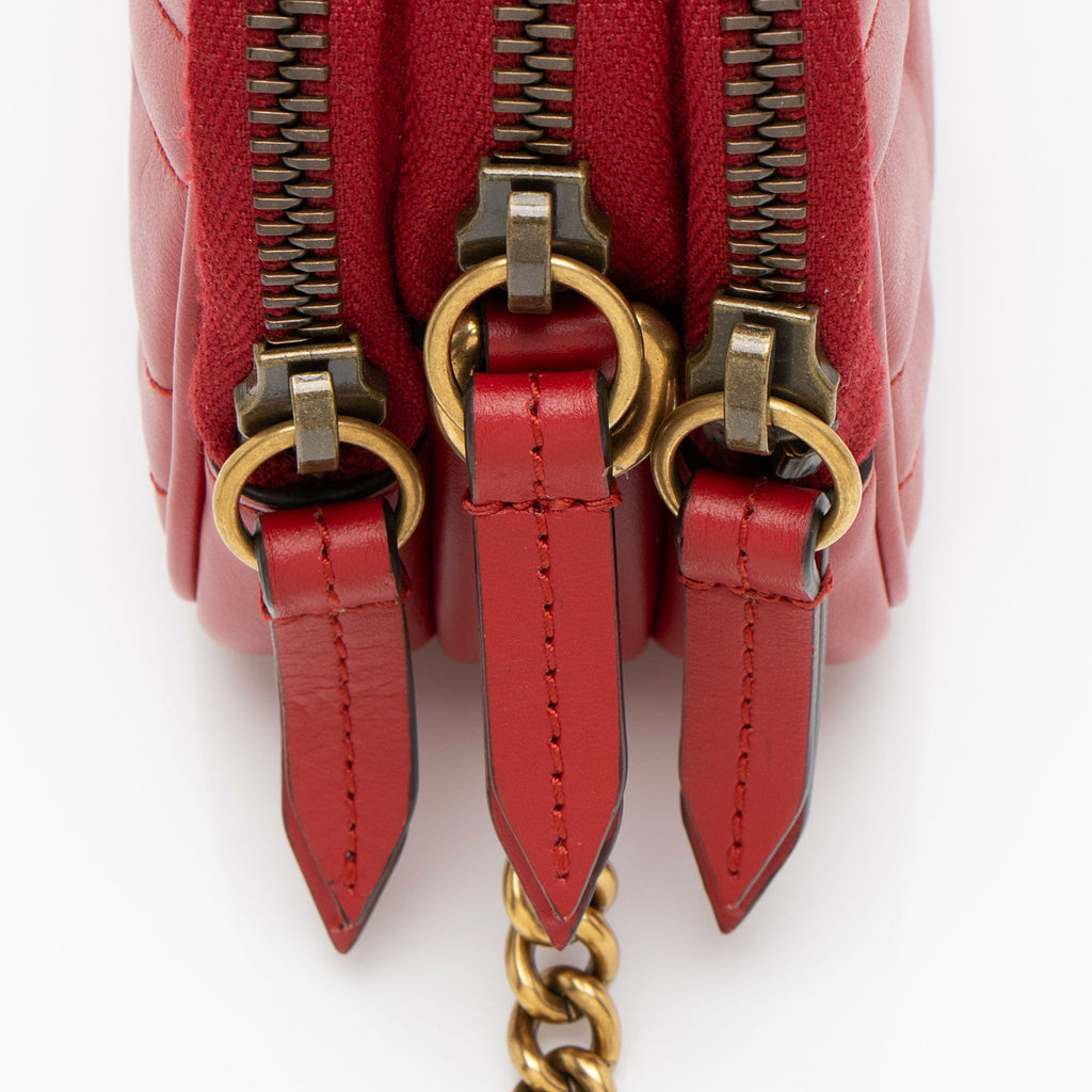 Gucci Matelasse Leather GG Marmont Triple-Zip Mini Bag