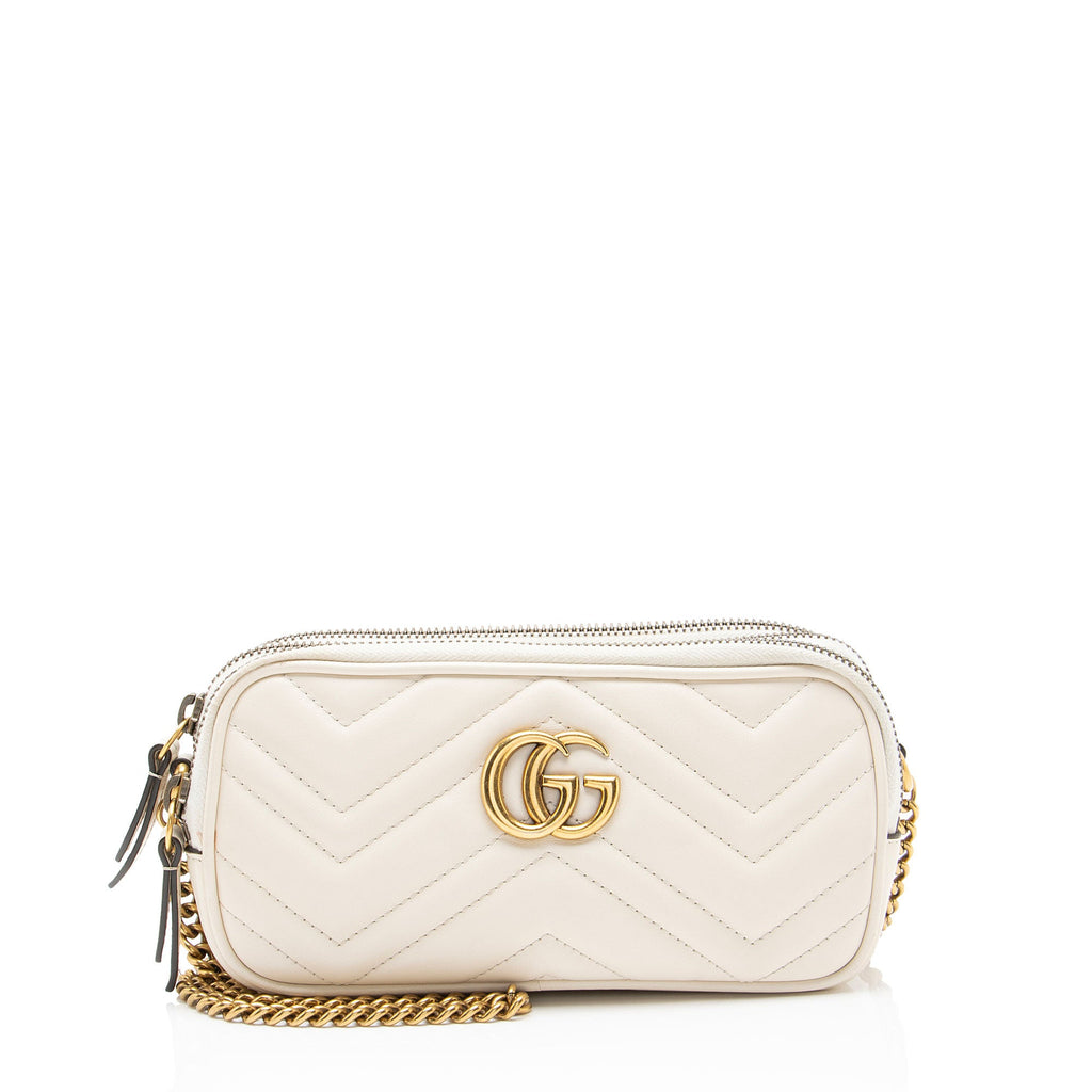 Gucci Matelasse Leather GG Marmont Triple Zip Mini Bag