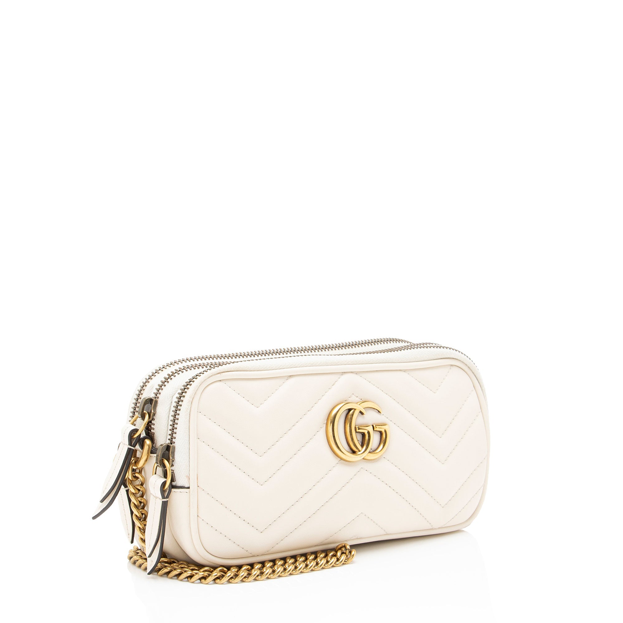 Gucci Matelasse Leather GG Marmont Triple Zip Mini Bag