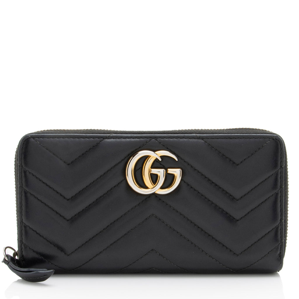 Gucci Matelasse Leather GG Marmont Zip Wallet