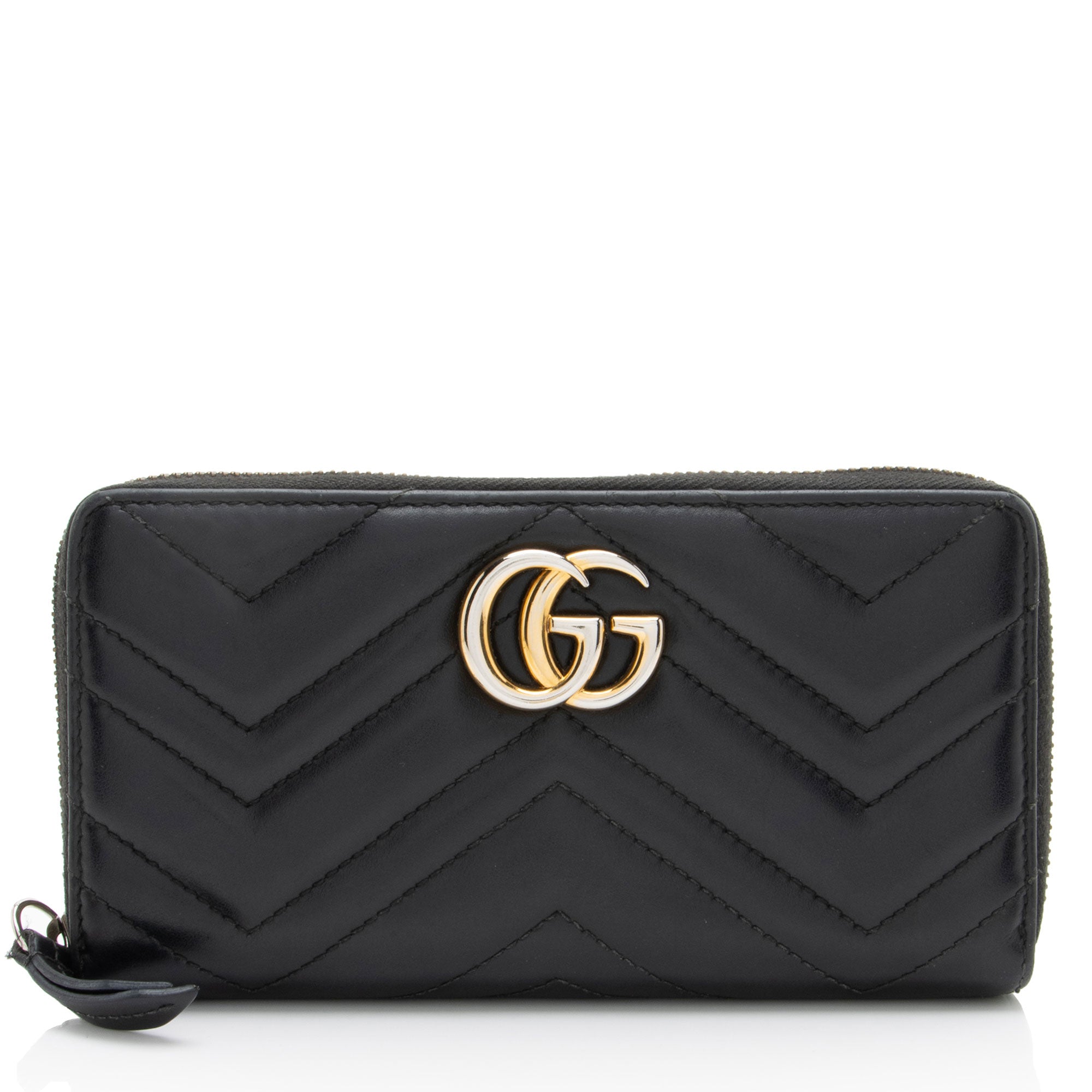 Gucci Matelasse Leather GG Marmont Zip Wallet
