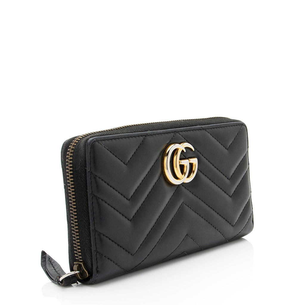 Gucci Matelasse Leather GG Marmont Zip Wallet