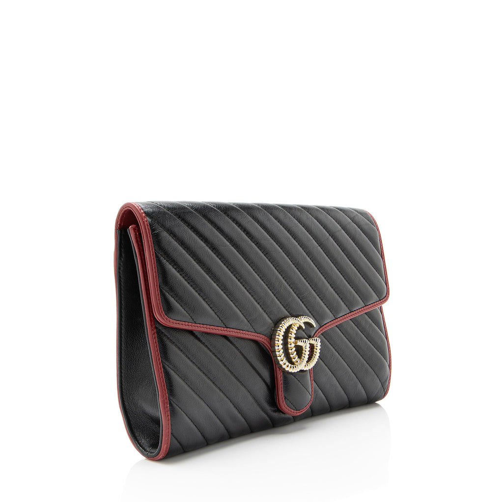 Gucci Matelasse Leather Torchon GG Marmont Clutch