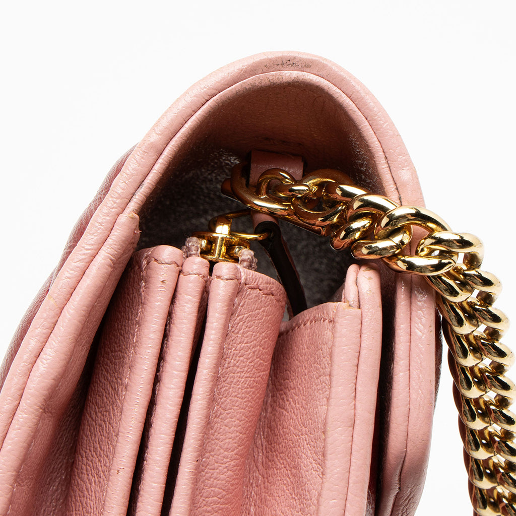 Gucci Matelasse Leather Crystal Torchon GG Marmont Mini Chain Bag