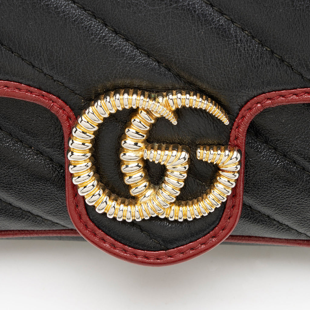 Gucci Matelasse Leather Torchon GG Marmont Mini Flap Bag
