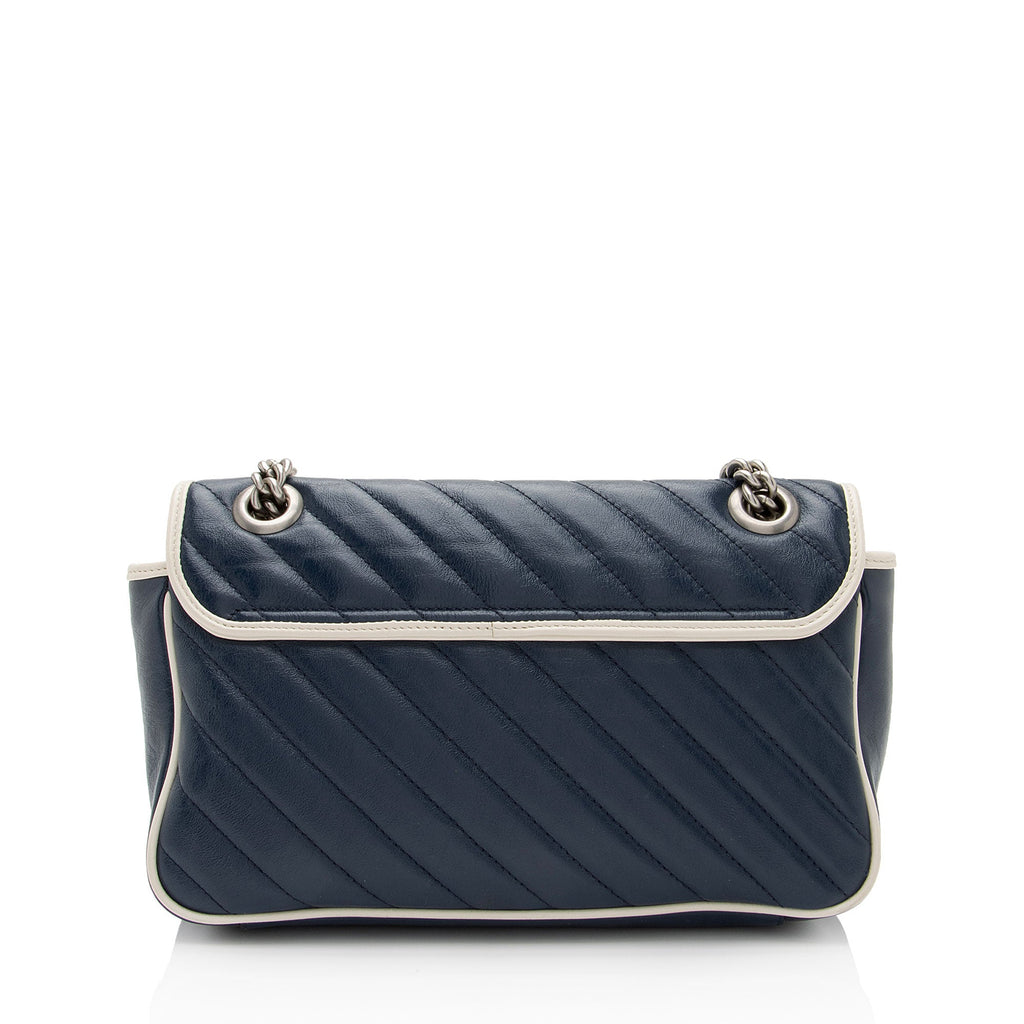 Gucci Matelasse Leather Torchon GG Marmont Small Flap Bag (SHF-V987rt)
