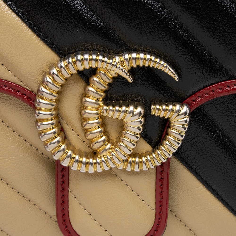 Gucci Matelasse Leather Torchon GG Marmont Small Shoulder Bag (SHF-14786)