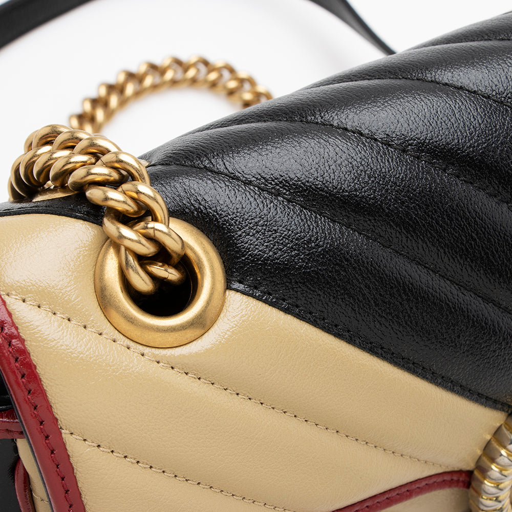Gucci Matelasse Leather Torchon GG Marmont Small Shoulder Bag (SHF-14786)
