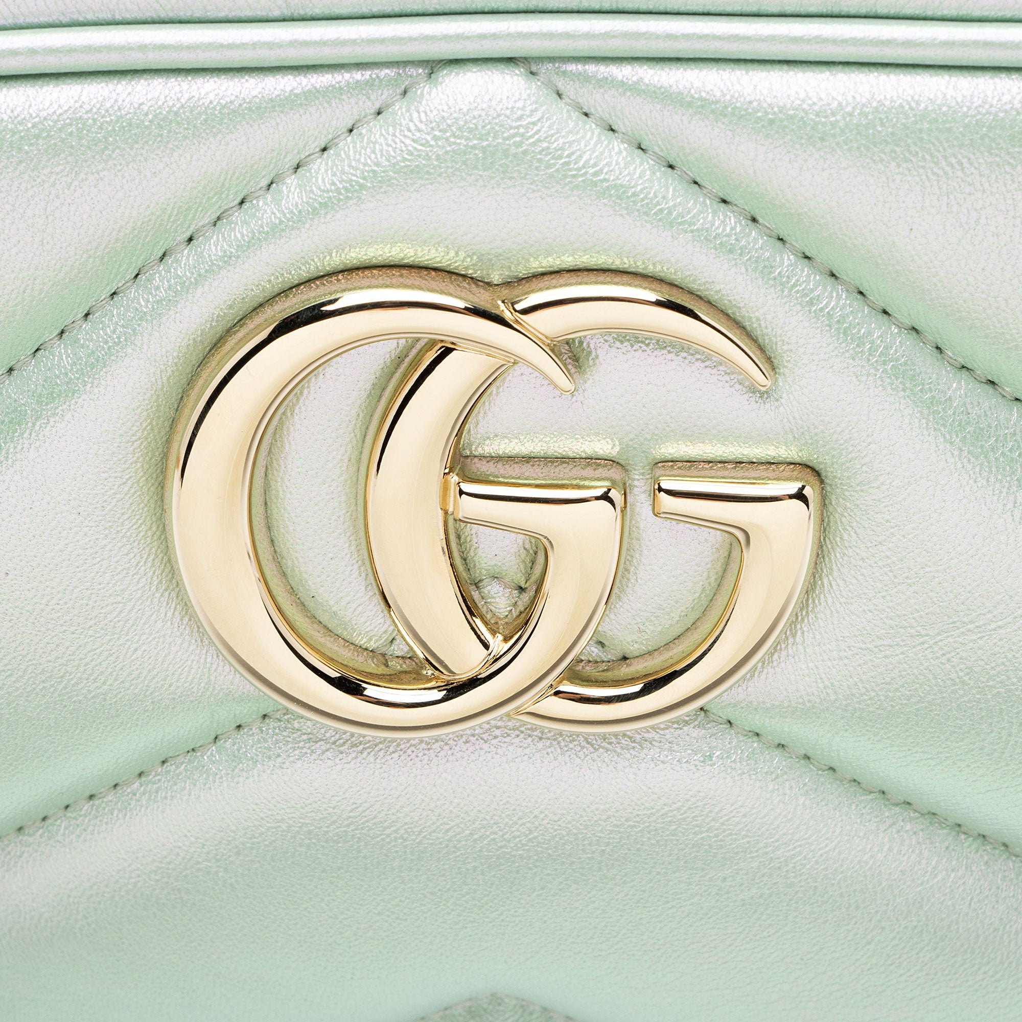 Gucci Matelasse Padded Iridescent Leather GG Marmont Small Camera Bag