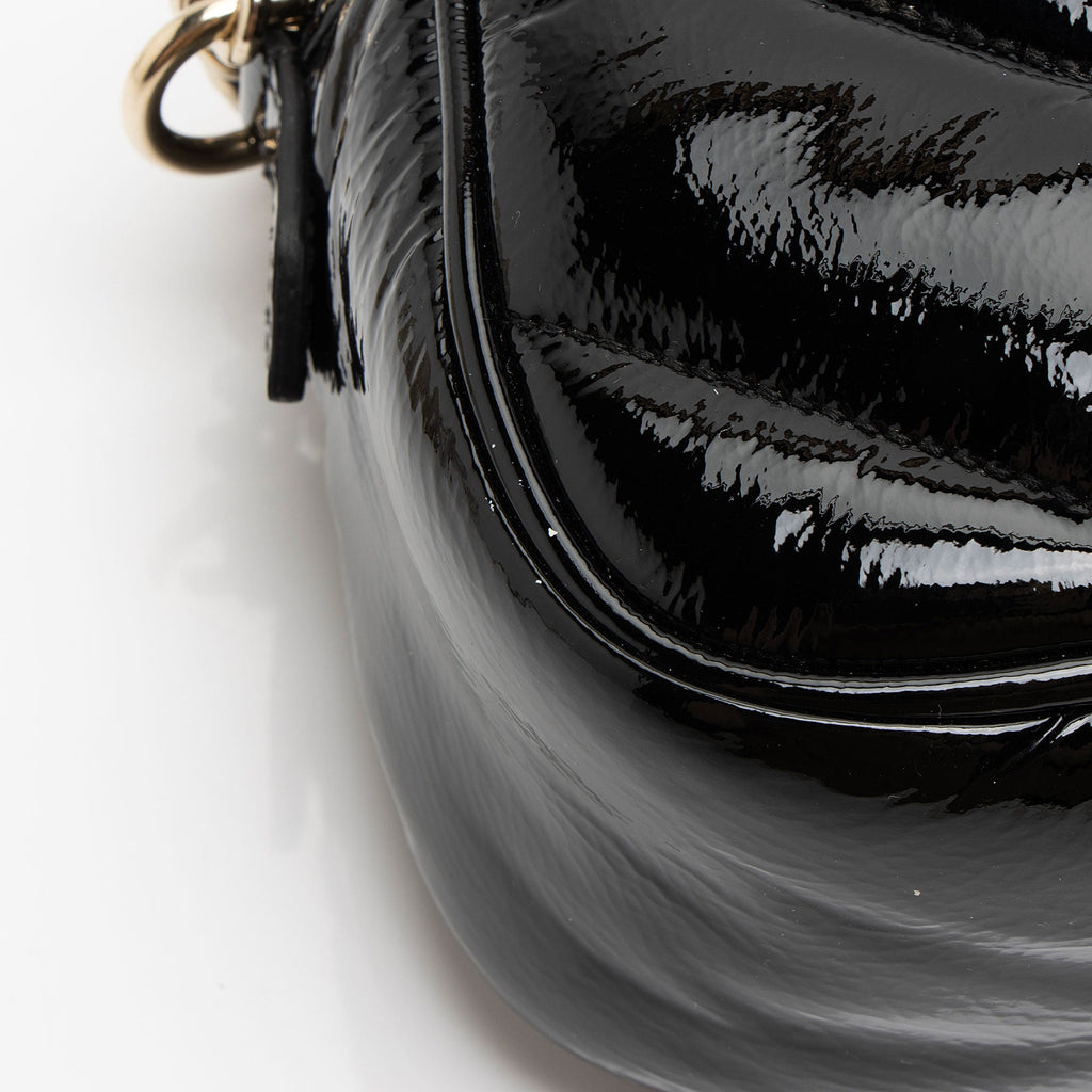 Gucci Matelasse Padded Patent Leather GG Marmont Small Camera Bag