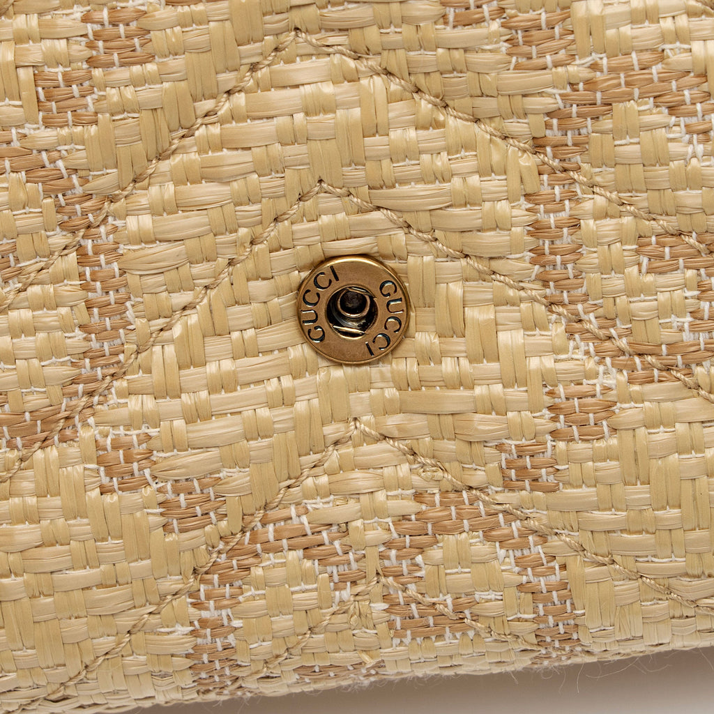 Gucci Matelasse Raffia GG Marmont Mini Wallet on Chain Bag (SHF-voc2lF)