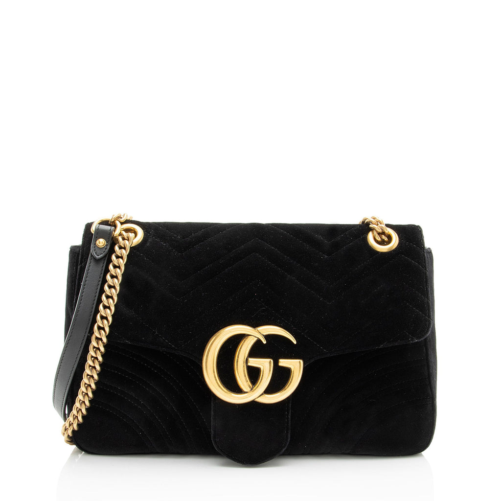 Gucci Matelasse Velvet GG Marmont Large Flap Bag